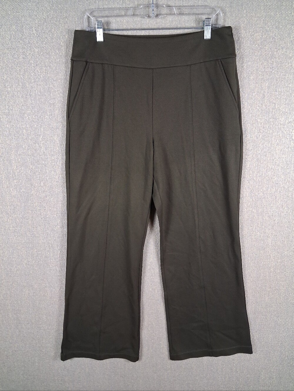 Cabi Academy Trousers Womens 12 Olive Green High Waisted Wide Leg Ponte Pants